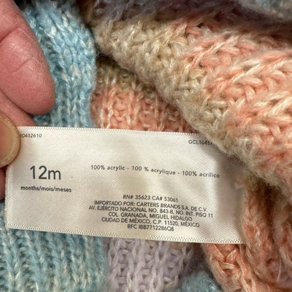 Oshkosh Baby Rainbow multi-color hoodie sweater sz12M EUC adorable! - Picture 9 of 9